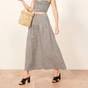 REFORMATION GINGHAM B&W SKIRT SIZE LARGE